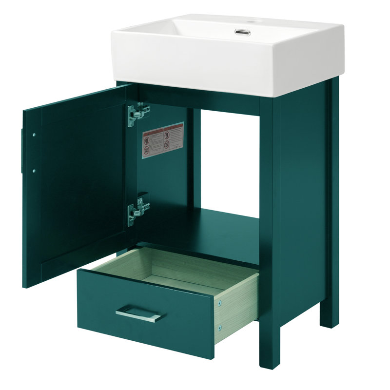 20.3'' Modern Bathroom Vanity With Ceramic Sink, Green