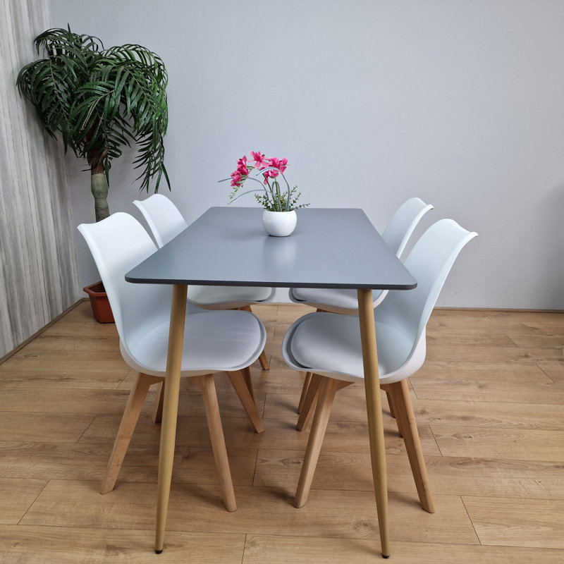 Gisele 4 - Person Dining Set, Grey, White