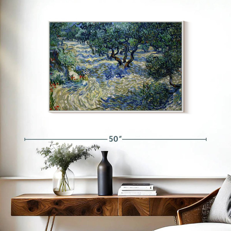Olive Orchard 1889, Cadre flottant blanc, 37 po x 25 po