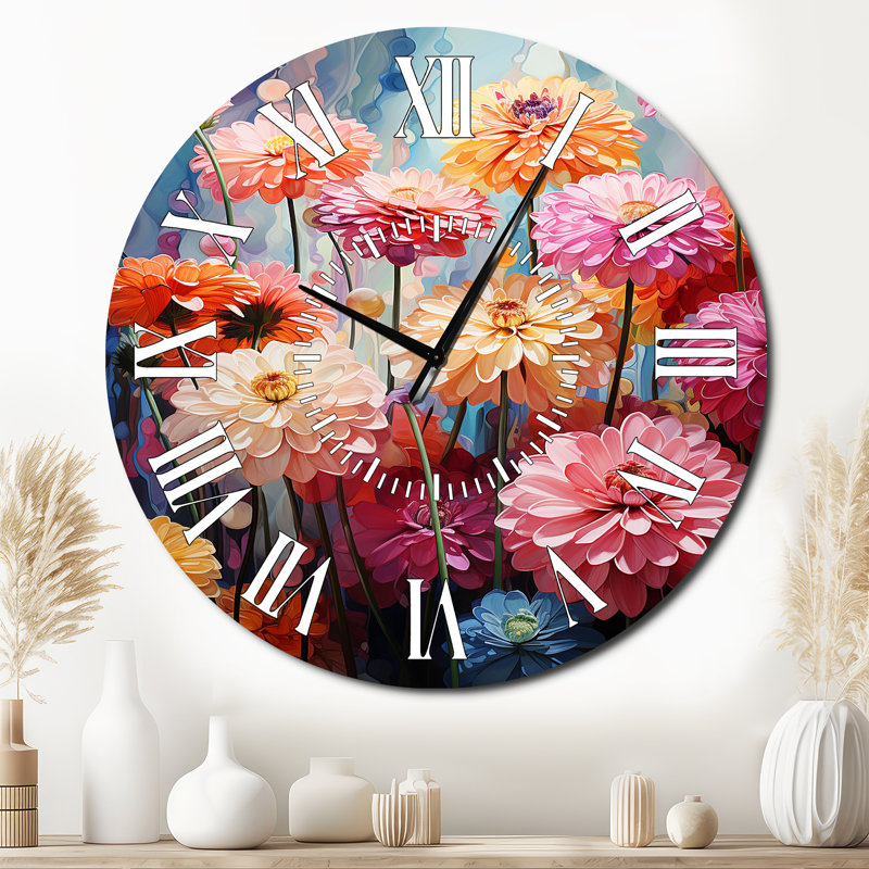 Horloge murale Zinnias Mute Tone, Surdimensionné