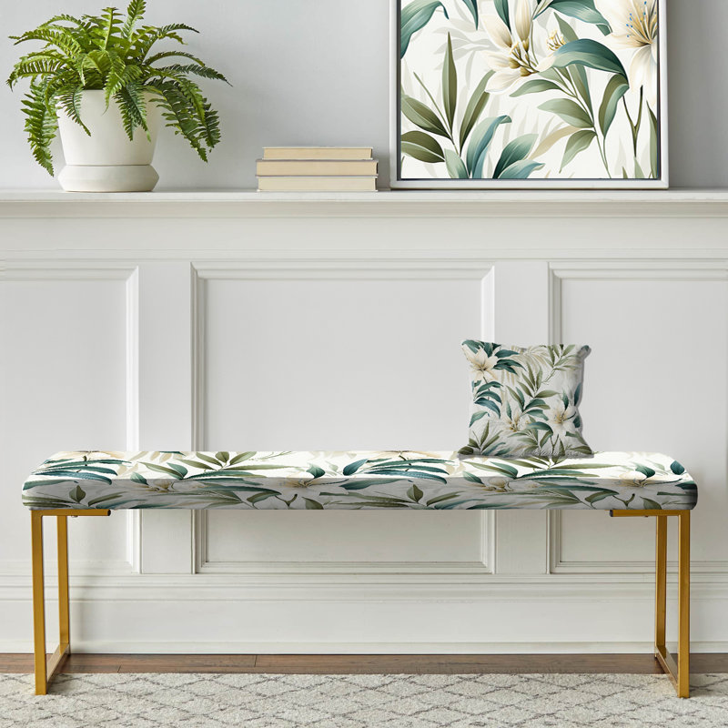 Banc rembourré or, Serene Botanic Tropical Pattern IV