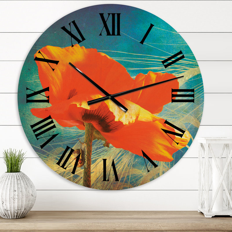 Coquelicot rétro vintage - horloge murale traditionnelle, Petit