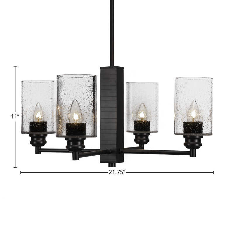 Lustre à 4 lumières Edge avec finition espresso et verre à bulles transparent 4 po Edge