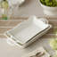 Perlette Cream Medium Rectangular Ceramic Baker – 14 x 8.75 Inch Elegant Scalloped Stoneware Bakeware with Beaded Rim – Oven-to-Table Dish for Casseroles, Roasts, and Everyday Entertaining