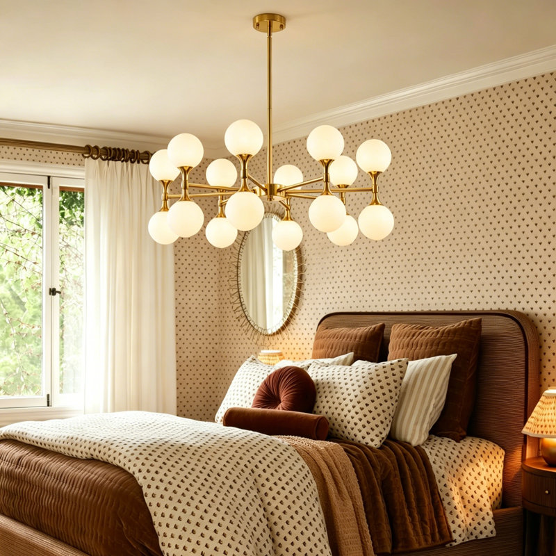 Azucena 16-Light Dimmable Sputnik Sphere Chandelier, Gold