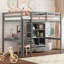 Lit mezzanine en bois massif Kasra Kids avec bureau, Ã©tagÃ¨res de rangement et tiroirs-323634173