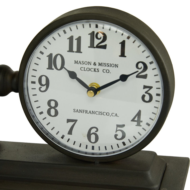 Horloge de table en métal quartz analogique en noir