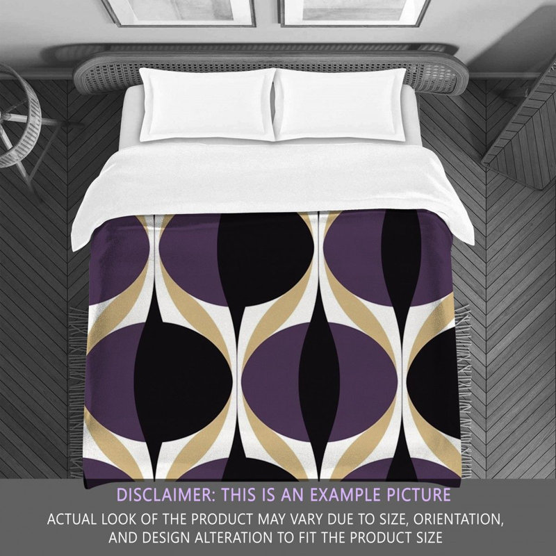 Funky Bedding, Queen Comforter, Black/Purple Geometric