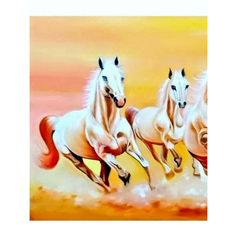Sept chevaux qui courent (symbolisent la force et le succès) | Peinture par Anjali
