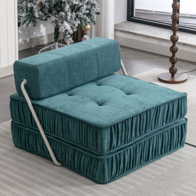 Canapé pliant vert, fauteuil futon, canapé convertible et matelas pour salon, chambre d'amis, bureau personnel, appartement, petit espace, dossier amovible