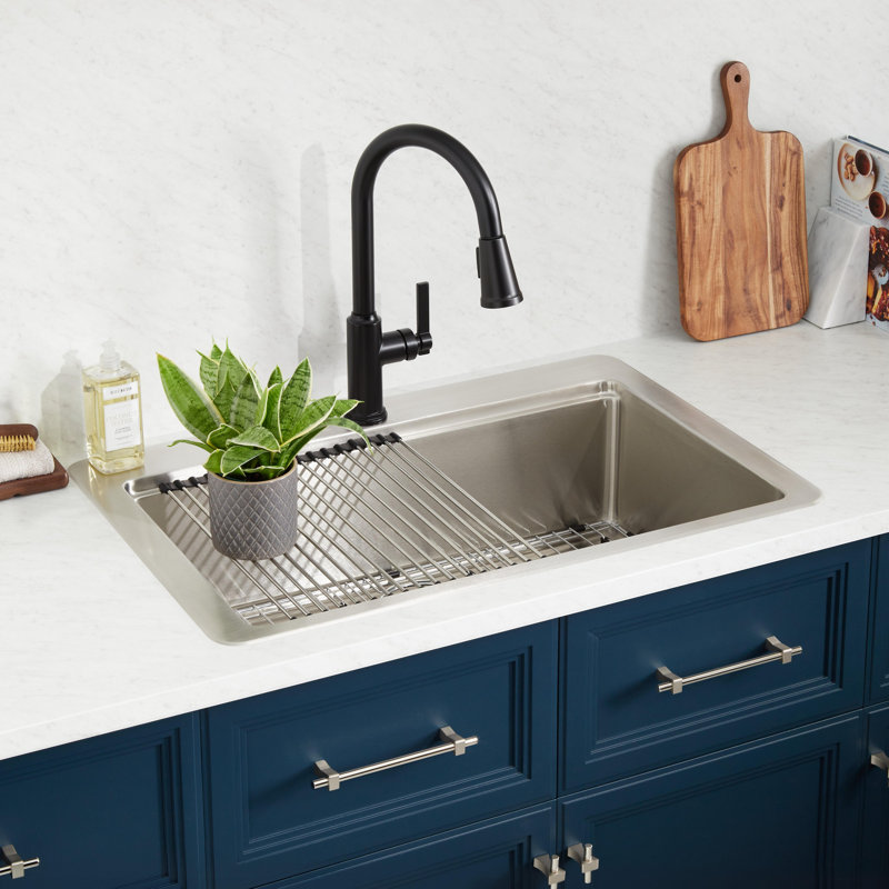 Melbrook 33 "L Drop-In Kitchen Sink With Accessories, 1 hole, 18-Gauge