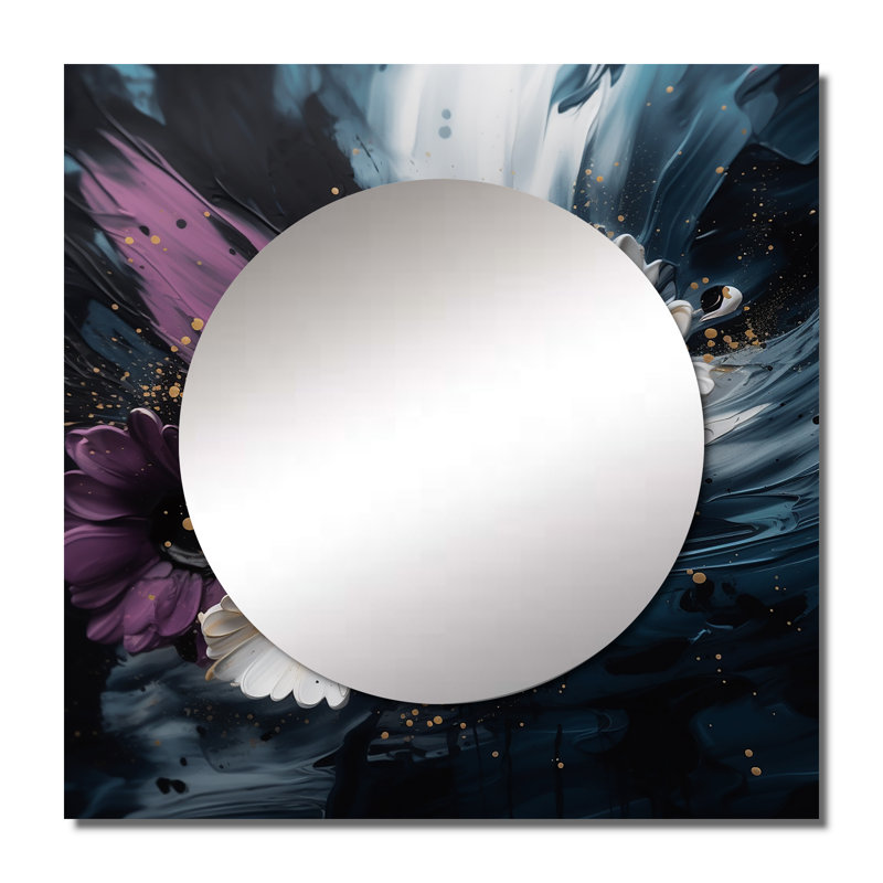 Pharah - Grand miroir carré floral à motif floral marguerite, 36 po x 36 po