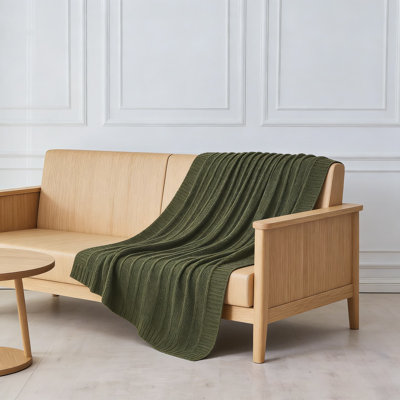 Jeté en tricot doux pour canapé et lit, douillette en fil d'acrylique léger et confortable avec motif à rayures classique pour le salon, le canapé et la décoration intérieure