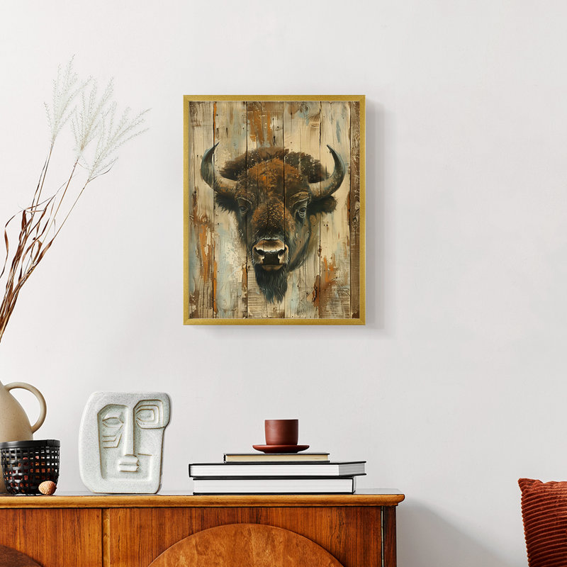 ANIMALS Series CDXCVII - Reproduction encadrée de qualité supérieure - Prêt à être accroché - Aucun clou requis, Doré