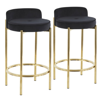 Chloe Contemporary Counter Stool In Gold Metal  By Lumisource - Set Of 2