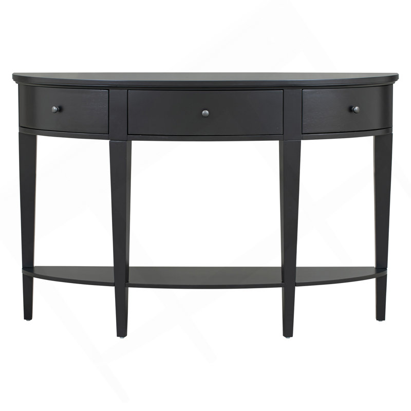 Table console moderne avec 3 tiroirs et 1 tablette pour le couloir, l'entrée et le salon, Noir