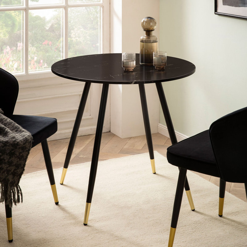 Round Metal Base Dining Table, Black