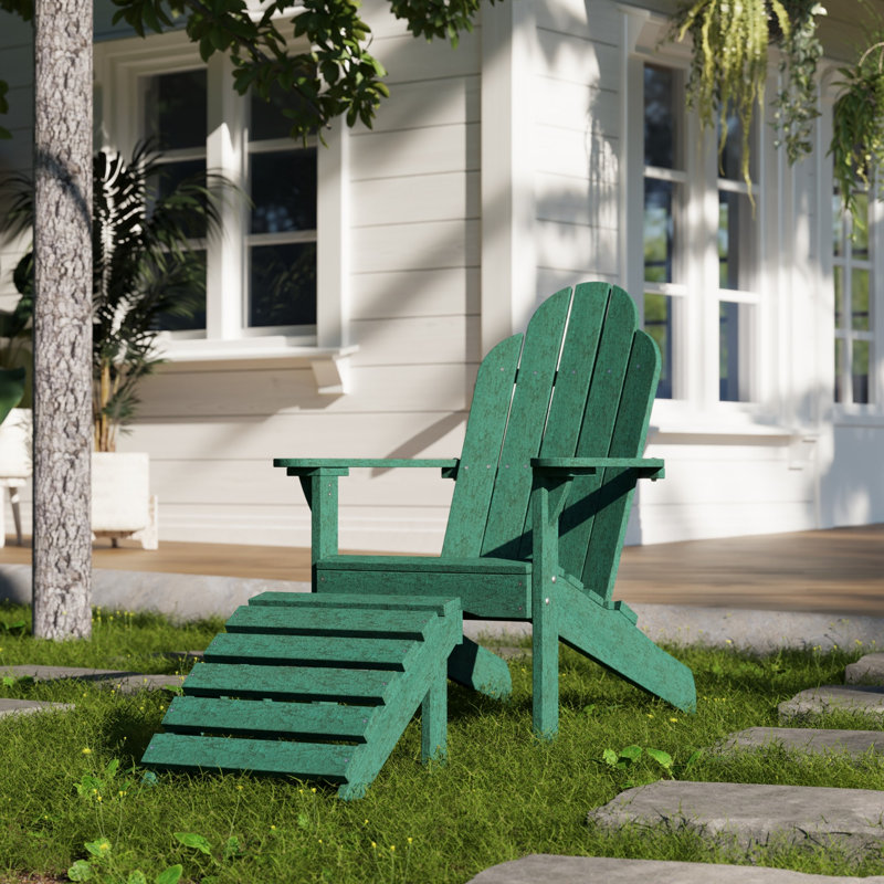 Classic Adirondack Chair with Ottoman, Turf Green