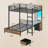 Bunk Bed With Desk, Full Over Full Bunk Beds With Charging Station And Led Lights, 4 Storage Drawers And 2 Open Storage Shelves, Black-1594168535-1605906750
