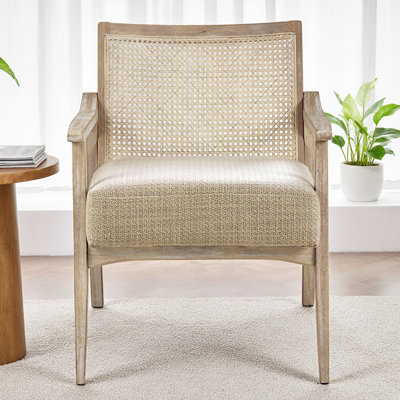 Accent Chair with Cane Back - Urban Farmhouse Charm, 25" W