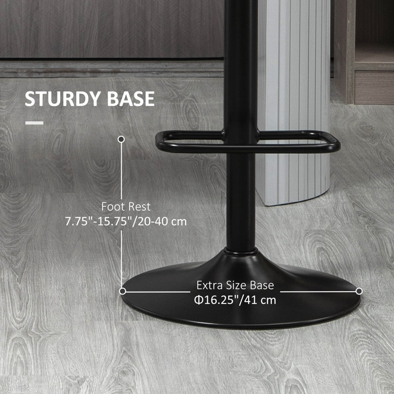 Swivel Upholstered Adjustable Height Counter Stool with Metal Frame, Faux Leather Black