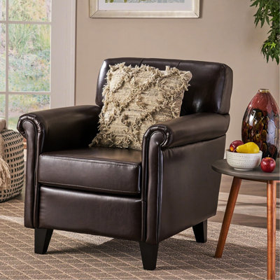 Fauteuil club brun avec rembourrage en cuir reconstitué doux pour un coin confortable
