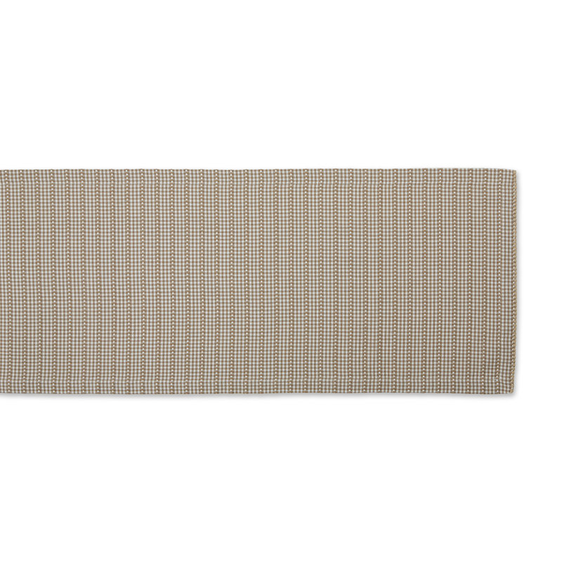 Pinard Gingham 100% Cotton Table Runner, 108" x 14", Stone