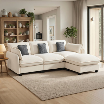 4-Piece Modular Sectional Sofa With Ottoman