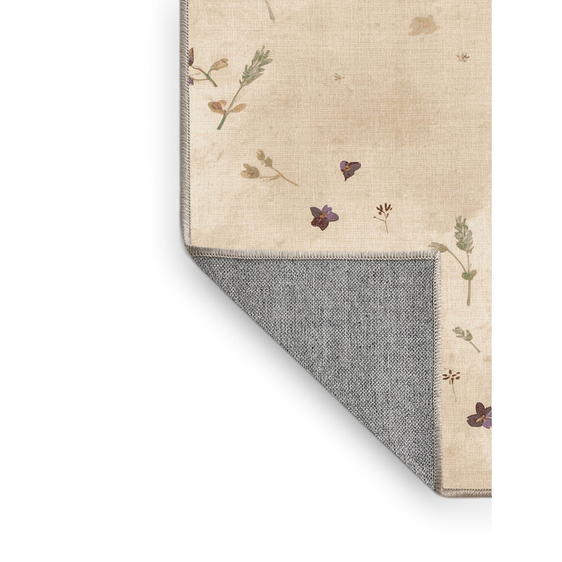 Tapis floral français Elkton Bruschetta lavable à la machine - reliure beige, 7x10