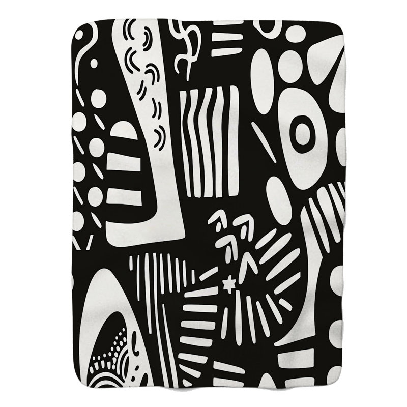 Stylized People Patterns - 1 pièce Sherpa Premium, Grand lit
