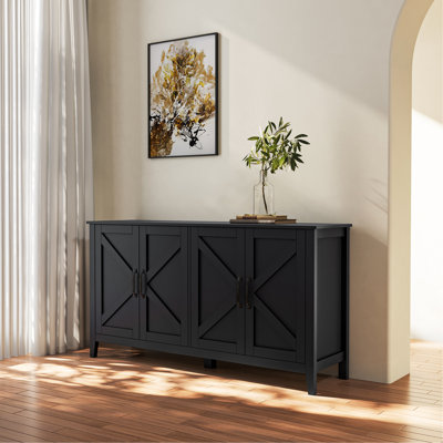 Versatile Freestanding Storage Cabinet With Ample Shelving And Doors, Perfect For Organizing And Styling Any Room.