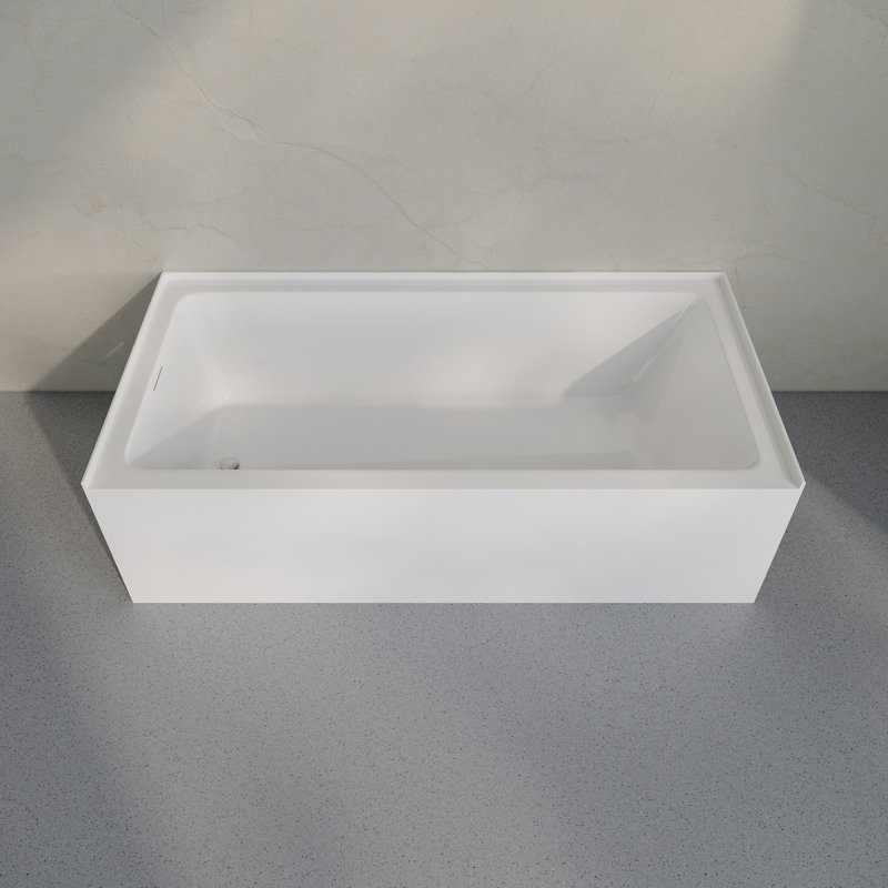 Voltaire 72 X 36 Skirted Left Drain Soaking Alcove Bathtub In Glossy White, Drain Included, Left
