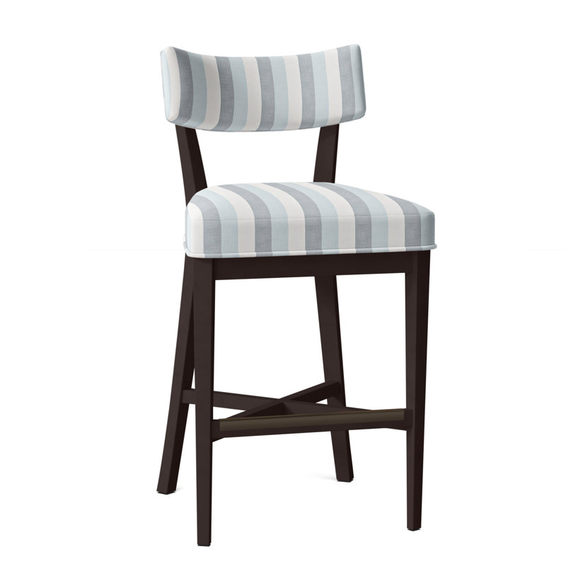 Juliet Upholstered Stool with Solid Wood Frame, Espresso, Perigold Direction Dew, Bar Stool (29.5" Seat Height)