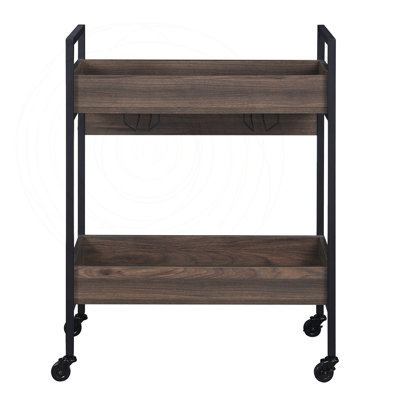 Jerrick Rectangular Serving Cart with Two-Tier Storage and Powder-Coated Metal Frame