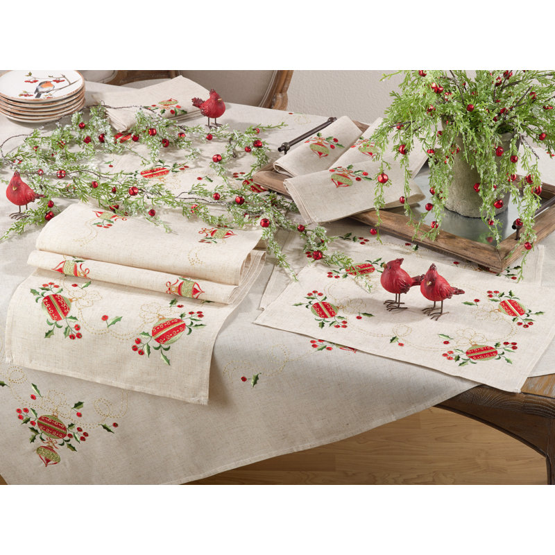 Nappe en mélange de lin à motif ornement Lorelai, Nappe de l 160 po x P 67 po