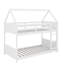 Lit superposé simple au-dessus d'un lit simple avec conception de maison et panneaux de pieds-1501280270