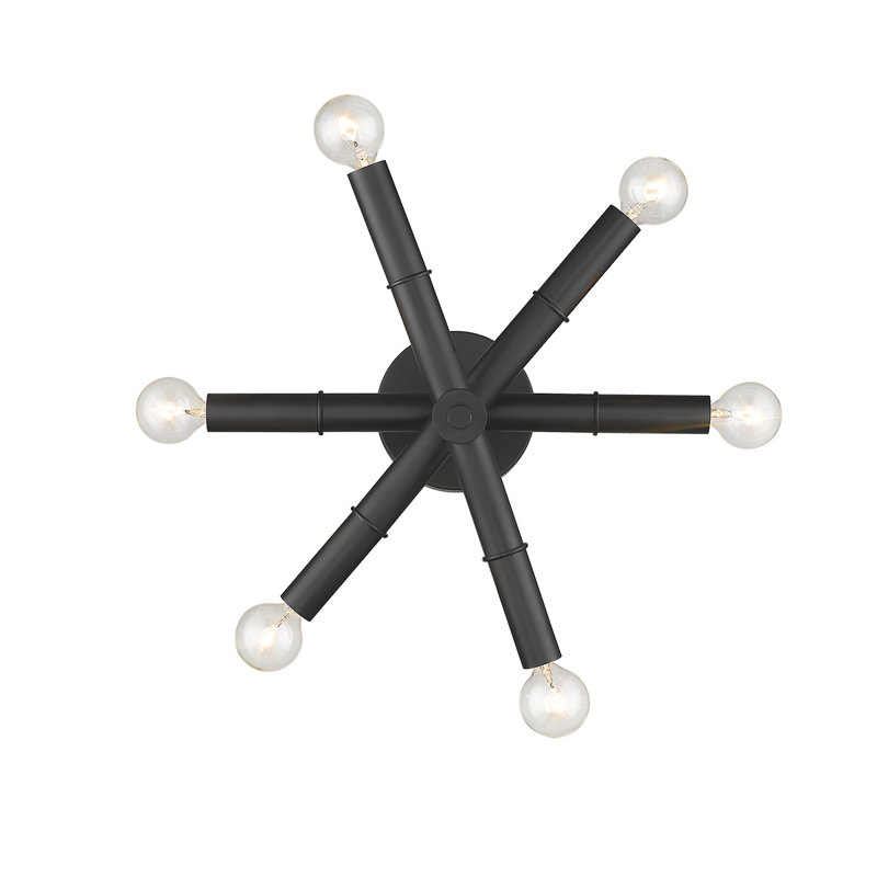 Plafonnier semi-encastré 6 lumières 14,5 po Aarran, Noir mat