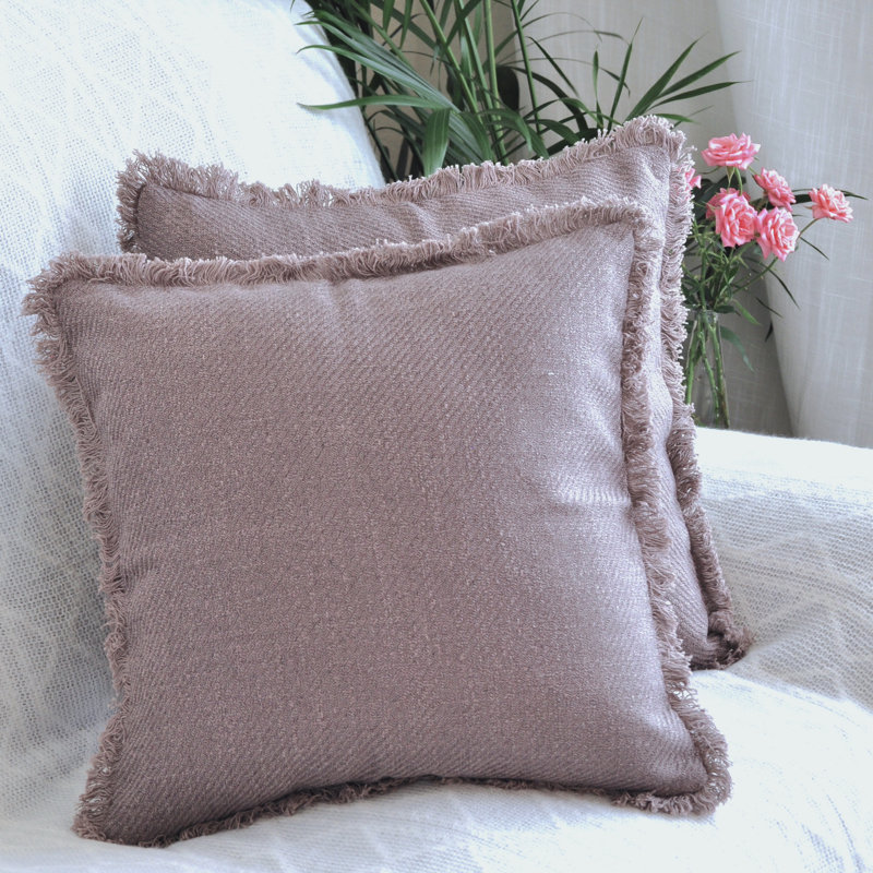  Ensemble de 2 housses de coussins décoratifs en polyester, 18 po x 18 po, Taupe
