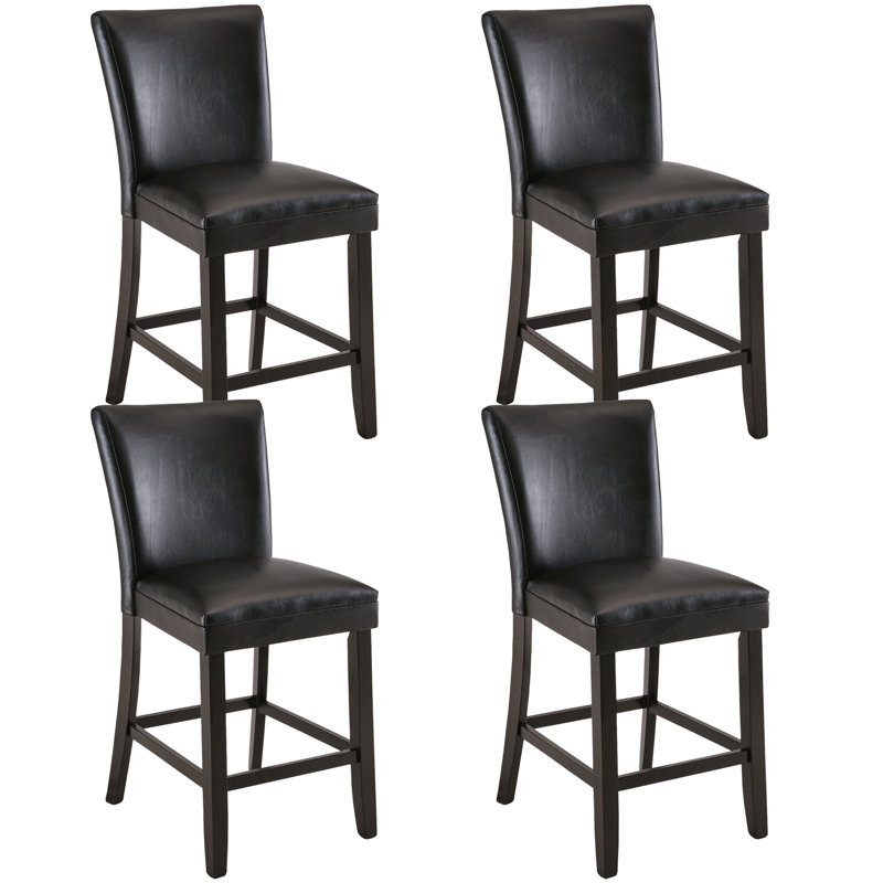 Ebian Upholstered Counter Stool with Solid Wood Frame, Black