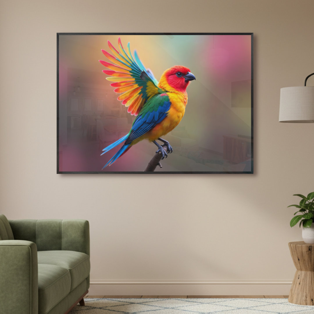 LED Illuminated Wall Art – Colourful Bird 3 Framed Wall Art With Remote Control