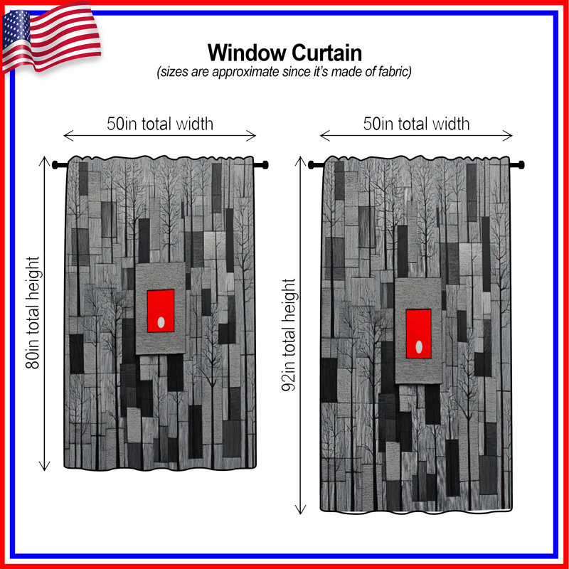 Geometric Forest Landscape Window Curtains, Forest Sheer & Blockout Curtains - 1 Panel, Blockout, 50" x 80" - 1 Panel