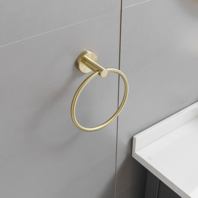2-Piece Bath Hardware Set With Towel Ring Toilet Paper Holder Toilet Paper Roll Holder, Brushed Gold