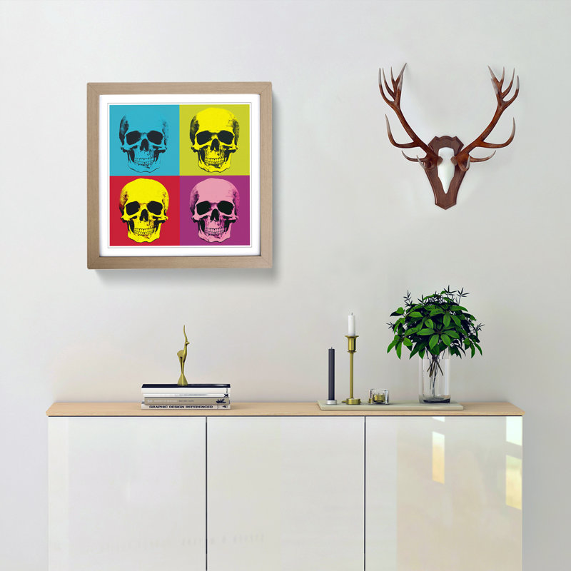 Skull Pop Art - Framed Print, Oak