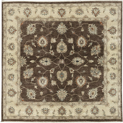 Hand-Knotted High-Quality Brown and Gold Square Area Rug