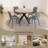 Judye 46.4" Round Table Metal Legs Dining Table Set with 4 Modern Chairs-197376658