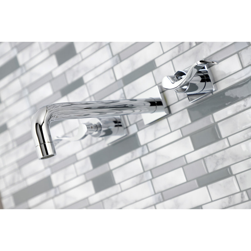 Robinet de baignoire romaine à poignée double Manhattan, Chrome poli, Levier Tilde