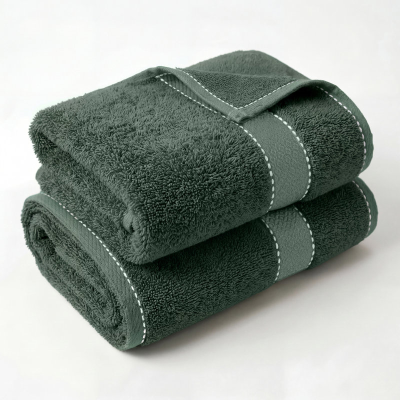 Niles Egypt Produced Giza Cotton Blend Ultra-Plush Absorbent Bath Towels, Forest Green