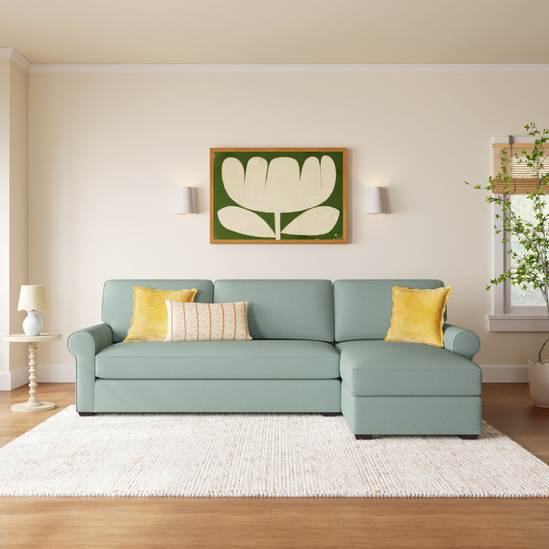 Porter Upholstered Chaise L-Sectional, Right Hand Facing, Bayou Spray Canvas