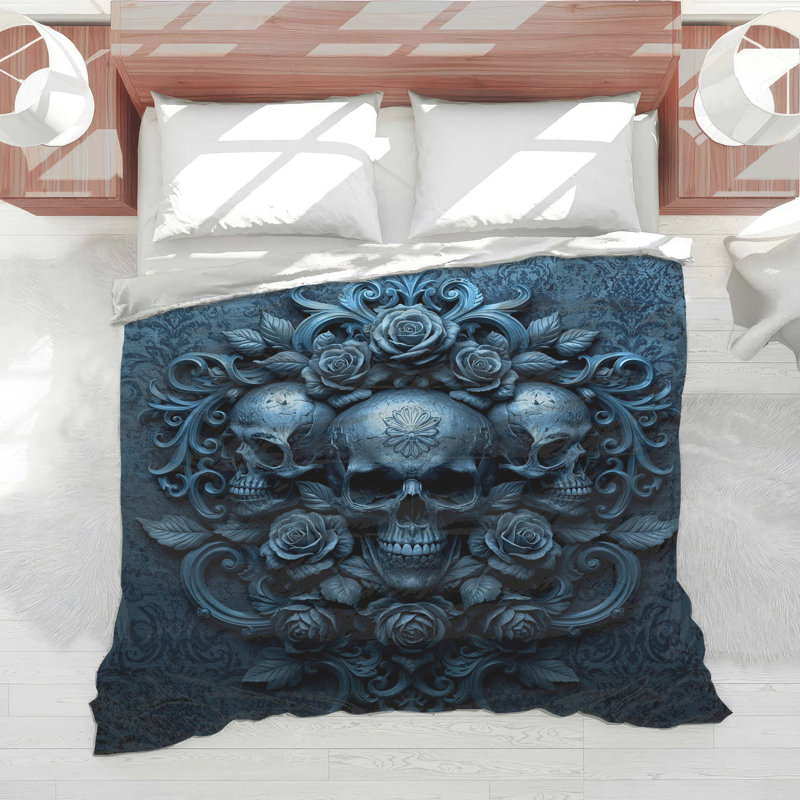 Édredon Skulls With Roses, Lit simple