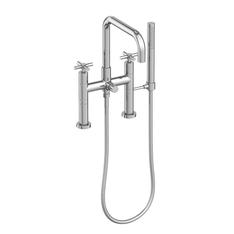 Exposed Tub & Hand Shower Set - Deck Mount, Polished Chrome
